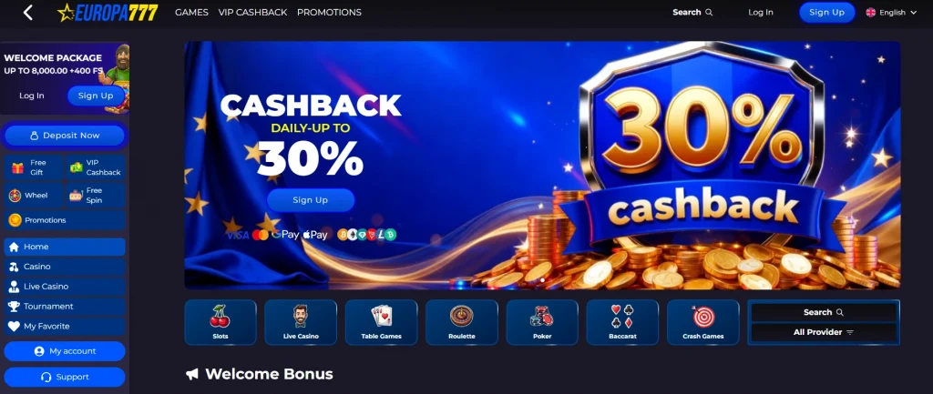 Europa777: £6,000 and 400 FS deal from the centre of UK and EU gambling